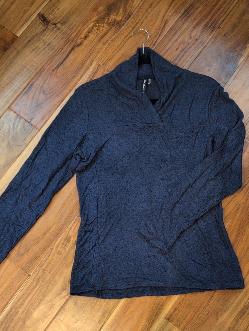 Women's Navy Long-Sleeve Shawl Collar Sweater